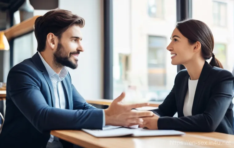 성교육과 심리학 - The Dance of Vulnerability and Trust**
A diverse couple, fully clothed in everyday smart-casual wear...