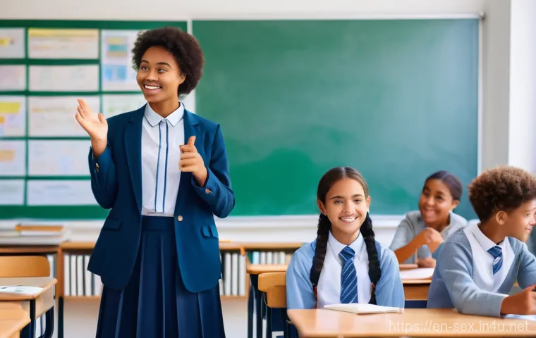 성교육 강의 기획법 - **Prompt:** A diverse group of high school students, aged 15-18, actively engaged in a modern, brigh...