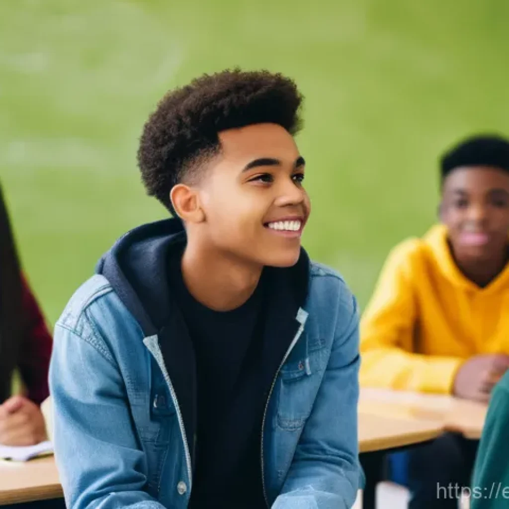 성교육과 성별 역할 - **Prompt:** A diverse group of teenagers, aged 15-18, seated in a brightly lit, modern classroom or ...