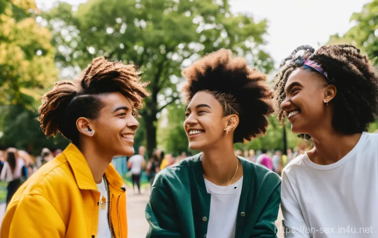 성교육과 성별 역할 - **Prompt:** A diverse group of teenagers, aged 15-18, seated in a brightly lit, modern classroom or ...