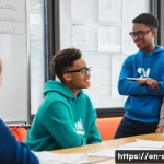 Home 14 성교육과 이별 후 회복 - **Prompt 1: Modern Relationships Education**
A group of diverse teenagers and young adults, dres...