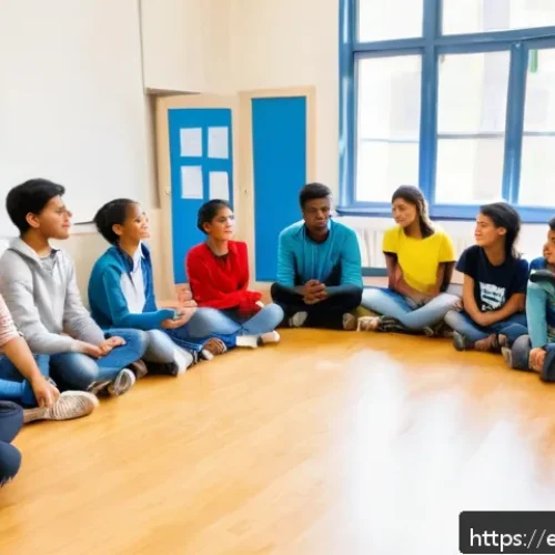 Home 17 성교육과 성적 도덕성 - A warm and inviting classroom scene showing a diverse group of teenagers and a compassionate adult f...